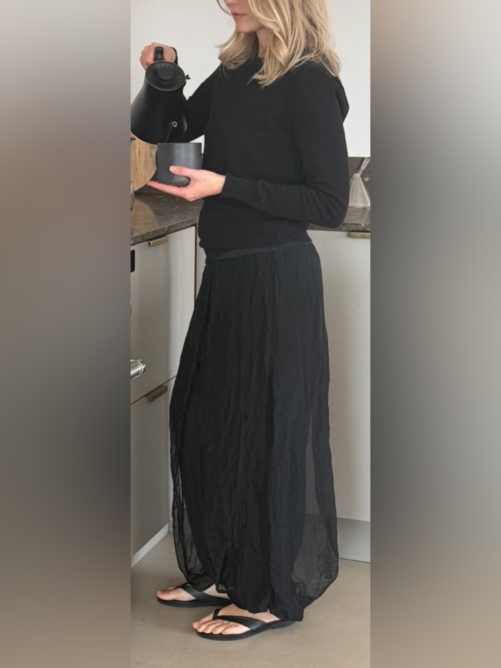 Scandal Italy Feeling Free Silk Harem Pants Black One Size Boho